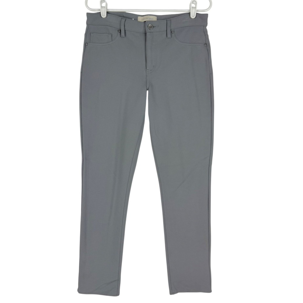 Calvin Klein Jeans Women's Stretch Mid Rise Zip Gray Skinny Jeggings Size 12